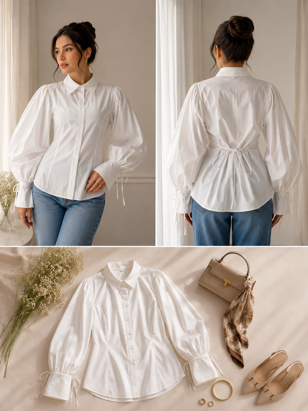 Chemise manche bouffante